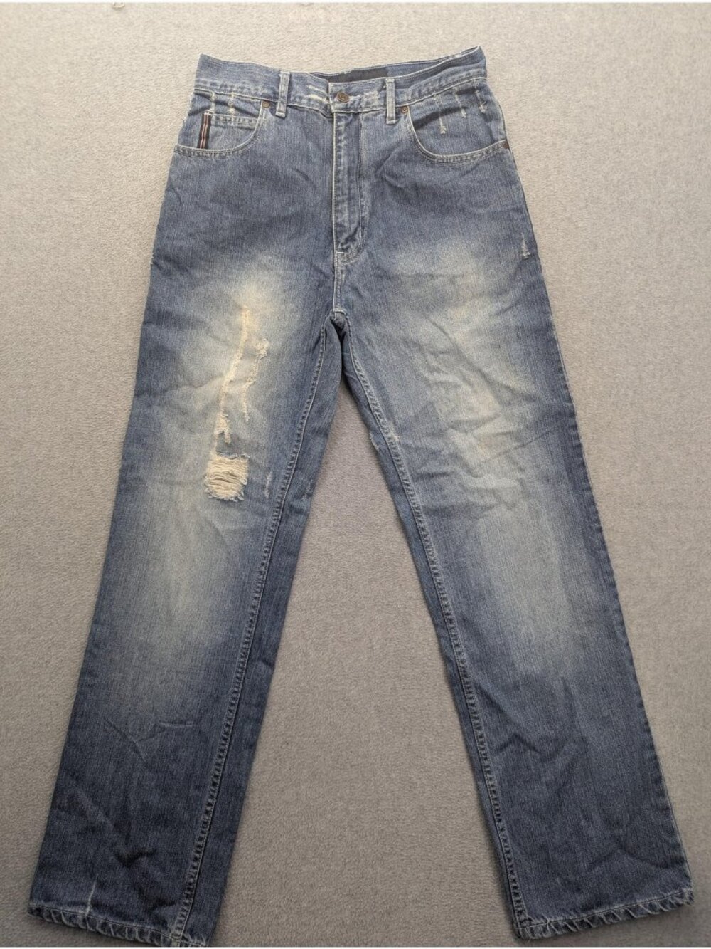Phat Farm Jeans Mens 30x32 Blue Medium Wash Relaxed Distressed Denim Hip Hop